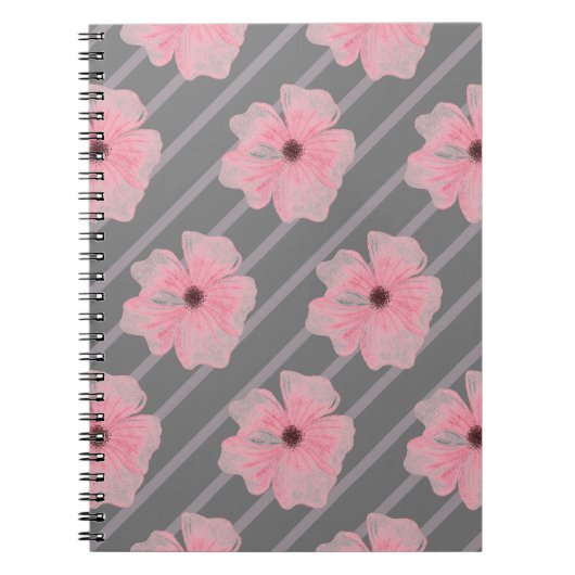 Fleurs Et Rayures Roses Carnet Photo Spiral (Devant)