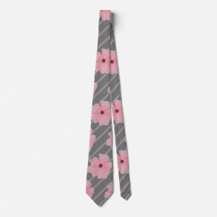Fleurs Et Rayures Roses Cravate