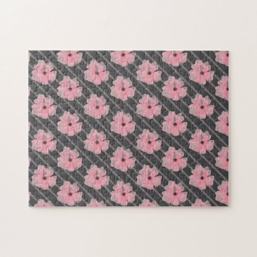 Fleurs Et Rayures Roses Puzzle (Horizontal)