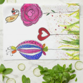 Fleurs et serviette de cuisine pour oiseaux (Plié)