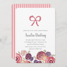 Fleurs et vaches Baby shower Invitation