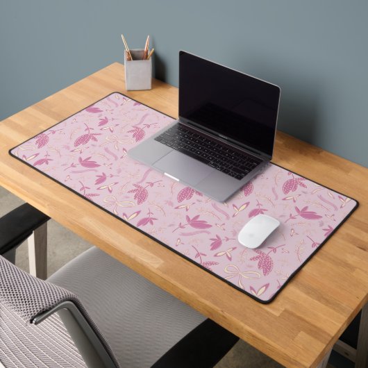 Fleurs et vaches roses délicates (Bureau 2)