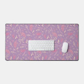 Fleurs et vaches violettes délicates (Clavier et souris)
