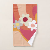 Fleurs et vagues de style rétro (Serviette à main)