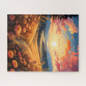 Fleurs et vues lointaines des montagnes Puzzle (Horizontal)