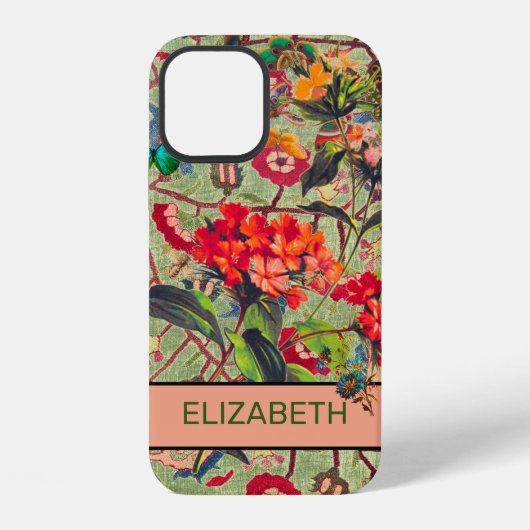 FLEURS ET WILLIAM MORRIS Coque iPhone 12 DIY NOM (Verso)