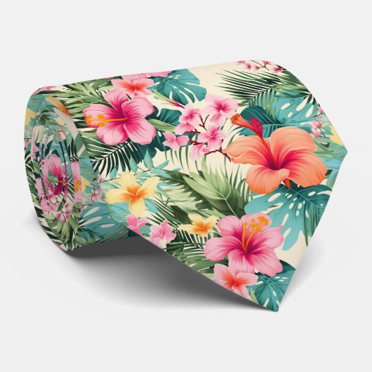 Fleurs exotiques colorées Cravate de design (Roulé)