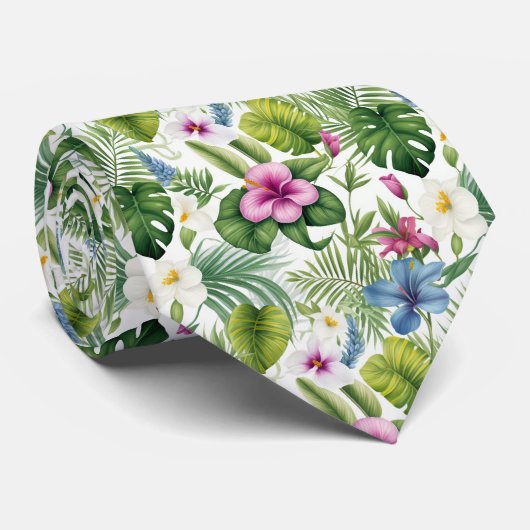 Fleurs exotiques colorées Cravate de design (Roulé)