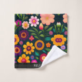 Fleurs exotiques Motif coloré (Gant de toilette)