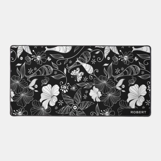 Fleurs exotiques noires, blanches et blanches moti (Recto)