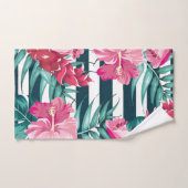 Fleurs exotiques rayées design été (Serviette à main)