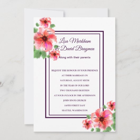 Fleurs faire-part de mariage (Devant)