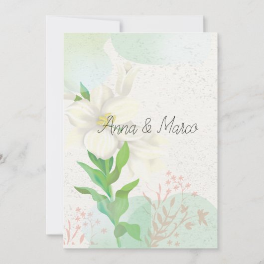 Fleurs faire-part de mariage délicates (Devant)