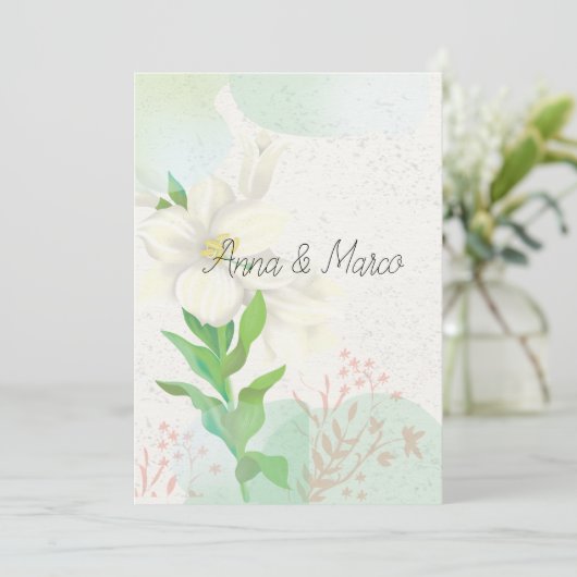 Fleurs faire-part de mariage délicates (Debout devant)