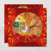 FLEURS FAIRY Rouge Jaune Imaginaire Invitation (Devant / Derrière)