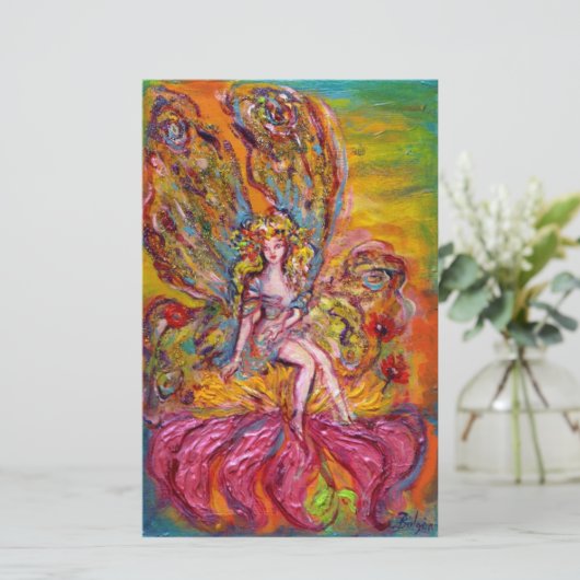 FLEURS FAIRY SUR IRIS Imaginaire rose papeterie (Debout devant)