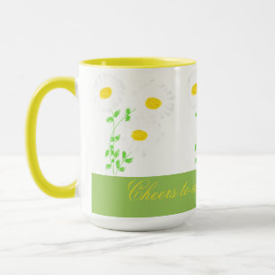 Fleurs Faisées Fleurs Jaunes Et Mug Vert