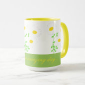 Fleurs Faisées Fleurs Jaunes Et Mug Vert (Devant droit)