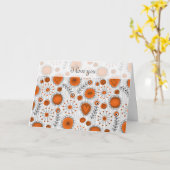 Fleurs fantaisistes en carte orange Je t'aime (Fleur jaune)