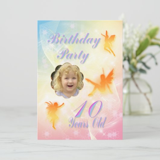 Fleurs fées 10e invitation de fête d'anniversaire (Debout devant)