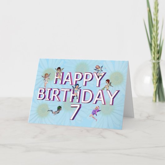 Fleurs fées 7e anniversaire carte (Devant)