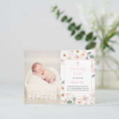 Fleurs Féminines Baptême Photo Carte de remercieme (Debout devant)