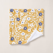 Fleurs, feuilles, vignes, abstrait, ocre, blanc (Gant de toilette)
