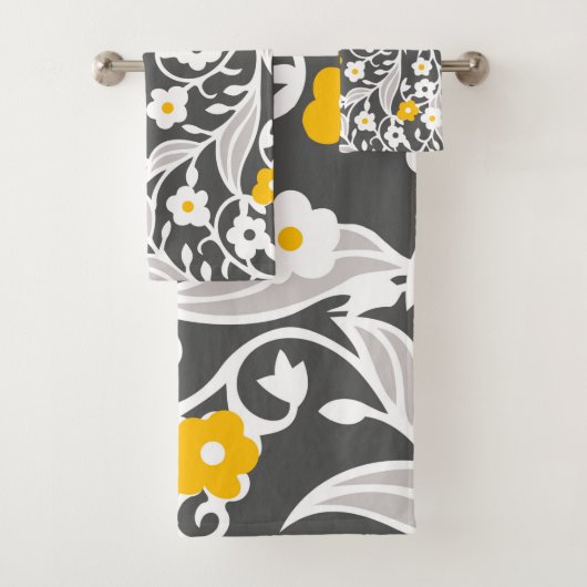 Fleurs, feuilles, vignes, gris, blanc, jaune (En situation)