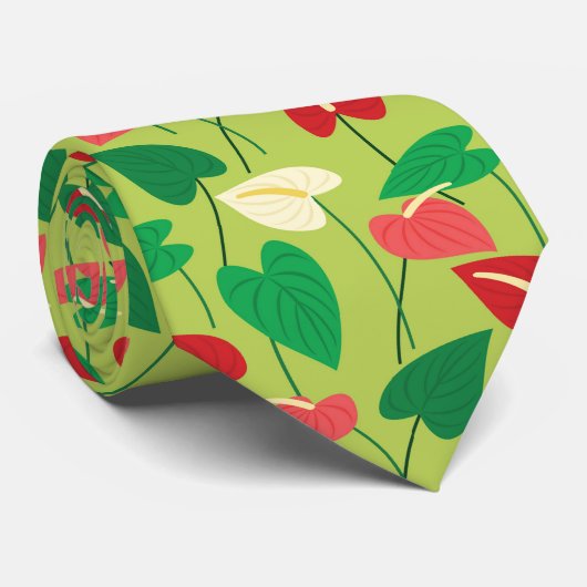 Fleurs flamingo colorées cravate motif (Roulé)