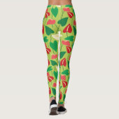 Fleurs flamingo colorées leggings motifs (Dos)
