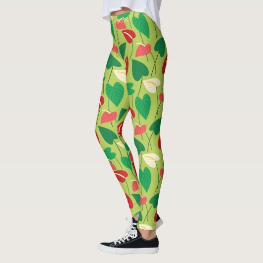 Fleurs flamingo colorées leggings motifs (Gauche)
