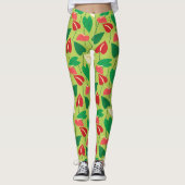 Fleurs flamingo colorées leggings motifs (Devant)