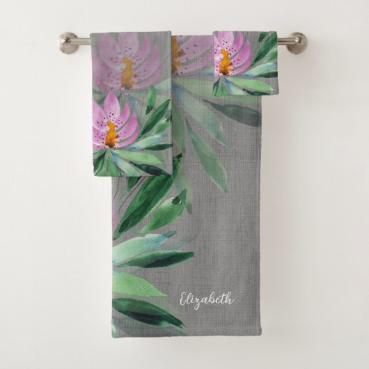 Fleurs Fleurissent Lilas Rose Aquarelle Monogramme (En situation)