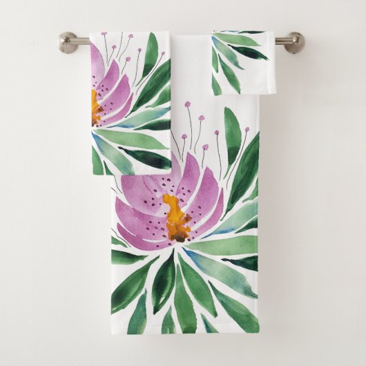 Fleurs Fleurissent Violet Lotus Art Aquarelle (En situation)