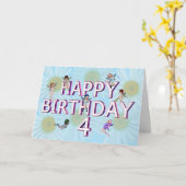Fleurs Fleurs Carte de 4e anniversaire (Fleur jaune)