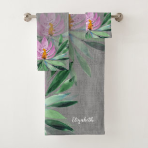 Fleurs Fleurs Lilac Aquarelle rose Monogramme