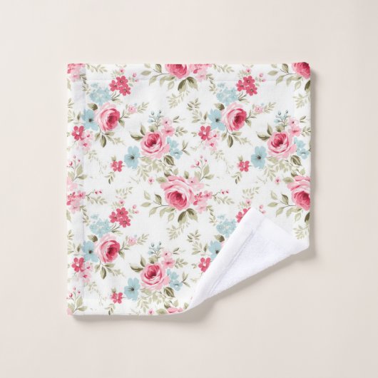 Fleurs Florales Blanches Rose Shabby Chic (Gant de toilette)