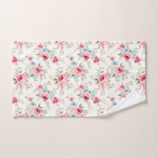 Fleurs Florales Blanches Rose Shabby Chic (Serviette à main)