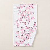 Fleurs florales de cerisier rose blanc (Serviette à main)