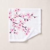 Fleurs florales de cerisier rose blanc (Gant de toilette)