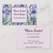 Fleurs florales d'Iris bleu Carte de visite d'aqua (Devant / Derrière)