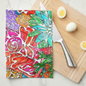 Fleurs florales élégantes et colorées Serviette de (Quart Plié)