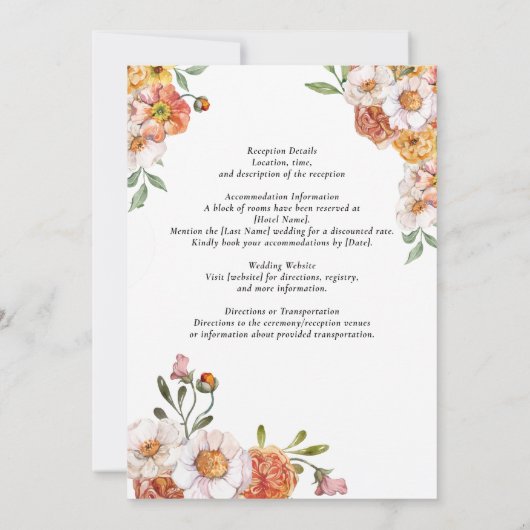 fleurs florales faire-part de mariage (Dos)