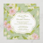 Fleurs florales Invitation douche nuptiale rose (Devant / Derrière)