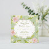 Fleurs florales Invitation douche nuptiale rose (Debout devant)