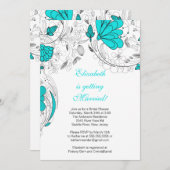 Fleurs florales Invitation douche nuptiale Turquoi (Devant / Derrière)