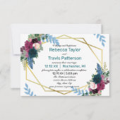 Fleurs Florales Mod Turquoise -3x5 Faire-Part de M (Devant)