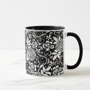Fleurs florales noires et blanches Mug classique