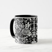 Fleurs florales noires et blanches Mug classique (Devant gauche)