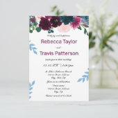 Fleurs Florales Prune - Invitation de Mariage/Réce (Debout devant)